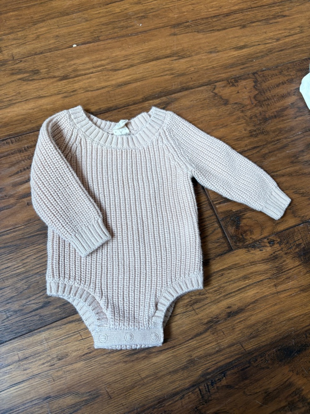 Baby Knit One-Piece Romper in Light Beige
